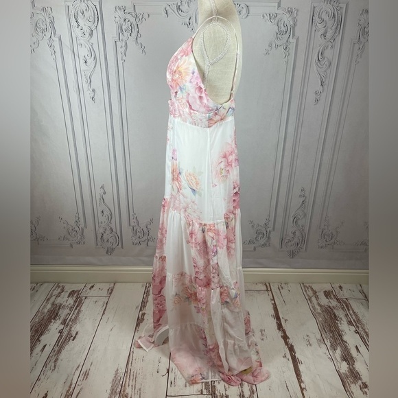 Classy Floral Backless Sleeveless Spaghetti Straps Ruffle Hem Summer Maxi Dress - Picture 14 of 14